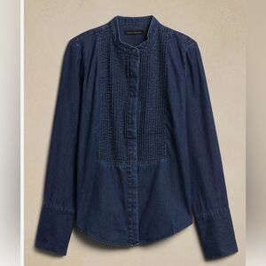 Banana Republic Denim Tuxedo Button Down Shirt Size Large